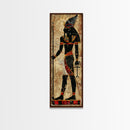 Egyptian Art Depiction of Osiris - Framed Canvas Print, Midcentury Modern Wall Art, Skinny Art, Tall Art, Living Room Decor