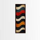 Wavy Retro Pattern in Earth Tones - Framed Canvas Print, Midcentury Modern Art, Boho Art, Skinny Art, Tall Art, Living Room Wall Decor, Minimalist Art