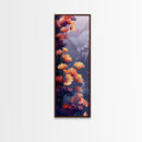 Ethereal Autumn Ginkgo Leaves Skinny Art Tall Art Japanese Ukiyo-e Inspired Botanical Framed Canvas Print