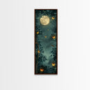 Full Moon And Butterflies In A Night Forest Japanese Style Framed Canvas Print, Wall Art Ready To Hang For Your Home