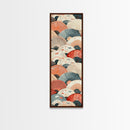 Pattern Of Overlapping Japanese Fans On Beige Background Tall Art Skinny Art Framed Canvas Print Japanese Style Art Ukiyo-e Wood Block Print