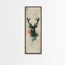Stag Silhouette Japanese Style Tall Wall Art Skinny Framed Canvas Print Abstract Background