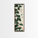 Creamy White Blossoms with Deep Green Leaves Overlapping on a Soft Background Ukiyo-e Art Japanese Framed Canvas Print Skinny Tall Art