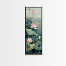 Tranquil Lotus Flowers And Large Green Leaves In Pond For Calming Nature Wall Art Ukiyo-e Japanese Style Art Canvas Print