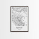 Anaheim Street Map, California Map, City Map Wall Decor, Travel Map, Minimalist, Modern Art, Wall Art, Canvas Print, Canvas Wall Art