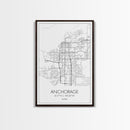 Anchorage Street Map, Alaska Map, City Map Wall Décor, Adventure Wall Art, Minimalist, Modern Art, Wall Art, Canvas Print, Canvas Wall Art