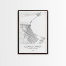 Corpus Christi Street Map, Texas Map, City Map Art, Minimalist Art, Wall Art, Canvas Print, Travel Wall Décor, Gift For Dad, Office Décor