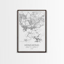 Hong Kong Street Map, China Map, Asia City Map Art, Minimalist Art, Wall Art, Canvas Print, Wanderlust Gift, Home Office Art, Travel Art