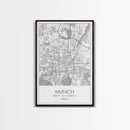Munich Street Map, Germany Map, Europe City Map Art, Modern Art, Wall Art, Canvas Print, Dorm Wall Décor, Holiday Gift, Travel Wall Print