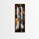 Black and White Cowboy Boots Framed Canvas Print, Rustic Wall Art, Western Art, Moody Art, Vintage Horse Art, Extra Wide Art