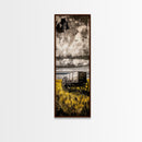 Black and White Wagon Canvas Print farmhouse art, rustic wall art, barn landscape oil painting, extra wide art, southwest wall art