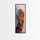 Vibrant Cowboy Glove Chicano Art Framed Canvas Print Whimsical Art Western Wall Art Colorful Home Decor Living Room Art