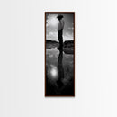 Lone Cowboy, Reflection Photography, Framed Canvas Print, Rustic Art, Moody Wall Art, Extra Wide Art, Southwest Wall Art