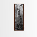 Howling Coyote, Framed Canvas Print, southwest wall art, rustic wall art, wildlife photography, desert landscape art, cowboy art, boho home decor