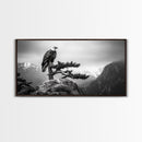 Majestic Bald Eagle, pine tree art, bird art, nature photography, mountain painting, wildlife art, extra wide art, framed canvas print