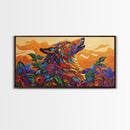 Howling Wolf, wolf painting, southwestern wall art, dark romance painting, framed canvas print, moody art, above bed wall art