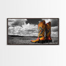 Embroidered Cowboy Boots Canvas Print | Western Wall Art | Chicano Art | Moody Art | Rustic Decor | Southwest Art | Extra Wide Art