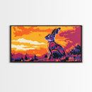 Jackrabbit, desert wildlife, rustic nature art, whimsical animal painting, boho decor, southwest wall art, framed canvas print