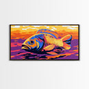 Vibrant Fish, Fly Fishing Art, Rustic Decor, Extra Wide Art, Nautical Wall Art, Framed Canvas Print, Gift Idea, Panoramic Art, Lake Tahoe Art