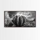 Desert Cactus, southwest wall art, Joshua tree art, rustic art, landscape painting, desert decor, panoramic art, Canvas Print