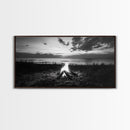 Beach Bonfire, coastal decor, nautical wall art, seascape painting, moody art, rustic wall art, dark romance painting, Canvas Print