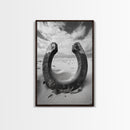 Horseshoe art, western decor, rustic wall art, wabi sabi wall art, moody photography, minimalist art, canvas print, living room art
