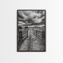 Open Ranch Gate, southwest wall art, moody art, western home decor, rustic art, farmhouse painting, framed canvas print, cowboy aesthetic