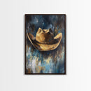 Western Hat, Rustic Wall Art, Farmhouse Art, Cowboy Decor, Canvas Print, Above Sofa Art, Bedroom Art, Gift Idea For Him