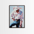 Modern Cowboy, rustic wall art, black cowgirl painting, farmhouse art, framed canvas print, wabi sabi art, moody art