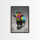 Colorful Bison Art, Southwest Wall Art, Rustic Decor, Boho Art, Buffalo Painting, Gift Idea, Canvas Print, Farmhouse Art