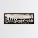 Black And White Wall Art, Framed Canvas Print, Vintage Horse Art, Rustic Wall Art, Extra Wide Art, Moody Art, Western Art, Above Bed Art
