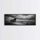 Covered Wagon, coastal cowgirl wall art, rustic decor, farmhouse art, long narrow wall art, framed canvas print, extra wide art