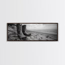 Cowboy Boots, coastal wall art, rustic decor, boho art, wabi sabi art, cowboy painting, framed canvas print, western style decor