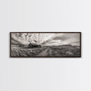 Abandoned cabin, western landscape, rustic wall art, panoramic art, extra wide art, southwest wall art, framed canvas print, farmhouse decor