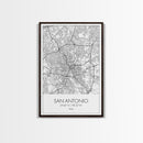 San Antonio Street Map, Texas Map, City Map Art, Minimalist Art, Wall Art, Canvas Print, Black And White Art, Travel Print, Family Gift