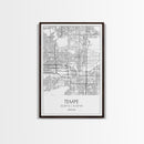 Tempe Street Map, Arizona Map, City Map Print, Modern Wall Art, Wall Art, Canvas Print, Birthday Gifts, Game Room Décor, Travel Wall Art