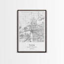 Tulsa Street Map, Oklahoma Map, City Map Print, Modern Wall Art, Wall Art, Canvas Print, Dorm Room Décor, Gift For Husband, Travel Art Print