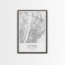 Yonkers Street Map, New York Map, City Map Print, Minimalist Art, Wall Art, Canvas Print, Travel Wall Art, Map Gift, Dorm Room Decor