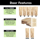80" Height 5-in-1 Design Unassembled & Unfinished Pine Wood Barn Door - Frame