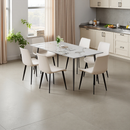 Dining Table with Sintered Stone Tabletop and Metal Legs, 63' Rectangular Modern Kitchen & Dining Room Table