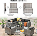 Modern 9 Piece Outdoor Wicker Sectional Sofa Set