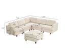 Modern Modular Sectional couch,6 Seaters Sleeper Sofa Upholstered Corduroy Free Combination Sofa(Beige)