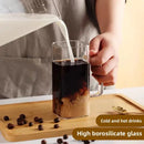 400ml square glass mug with bamboo lid and straw dining room cup