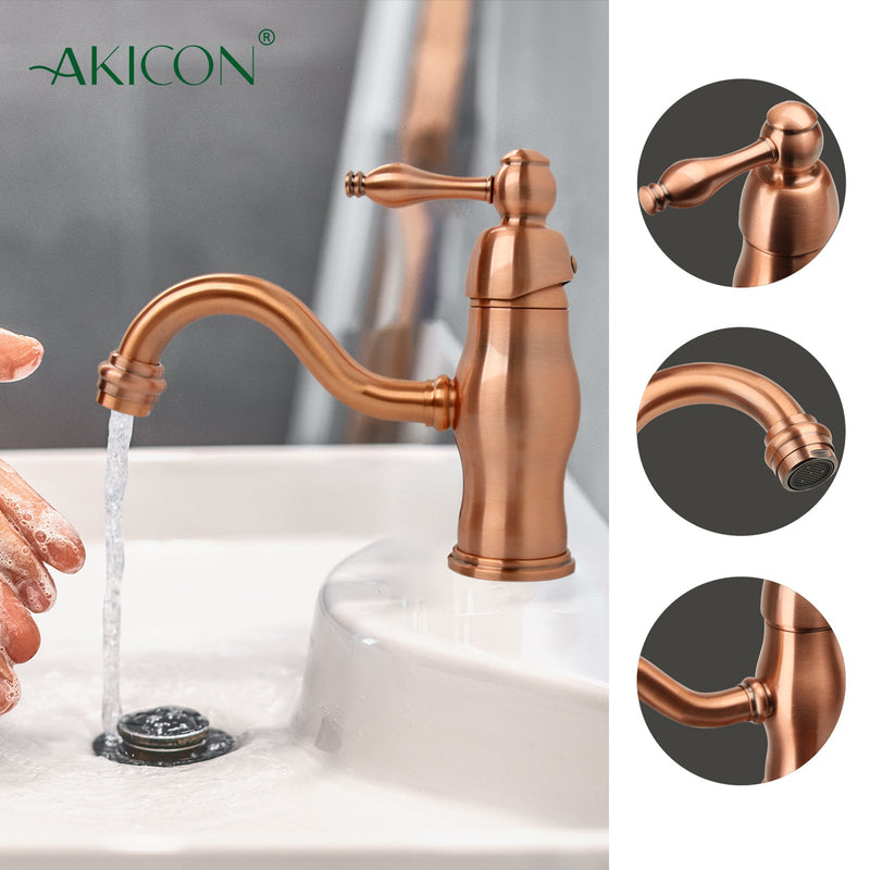 One-Handle Copper Bathroom Sink Faucet - AK40118-C