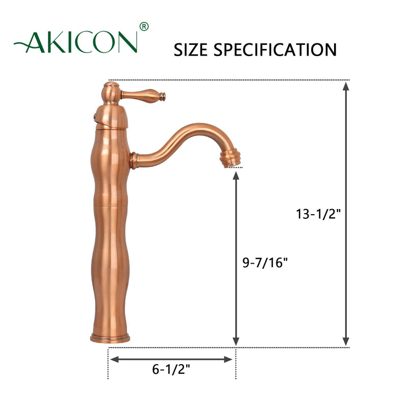 One-Handle Copper Bathroom Vessel Faucet - AK40118A-C