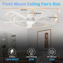 52 Inch White Ceiling Fan With Dimmable LED Lights