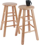 Two Piece 24 Inch Natural Finish Solid Wood Counter Stools