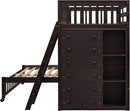 Twin Over Full Bunk Bed With Storage Solid Wood Espresso