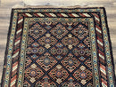Antique Persian Wide Runner Rug 4x9, Kurdish Rug, Panel Design, Rainbow Border, Rare Tribal Rug