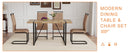 Table and chair set.A minimalist retro rectangular dining table with a textured top and black metal legs.Paired With 4 Brown technology fabric chairs with Featuring arched black legs.